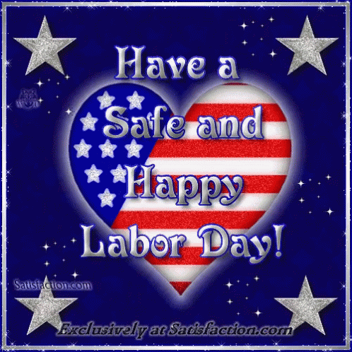 A Greeting Card For Labor Day With An American Flag Heart GIF