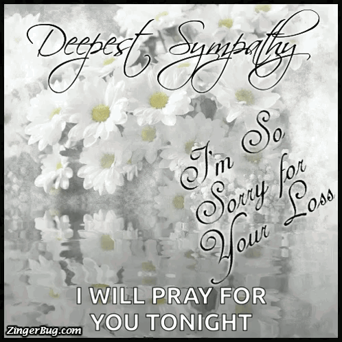 A Greeting Card That Says " Deepest Sympathy " And " I 'M So Sorry For Your Loss " GIF