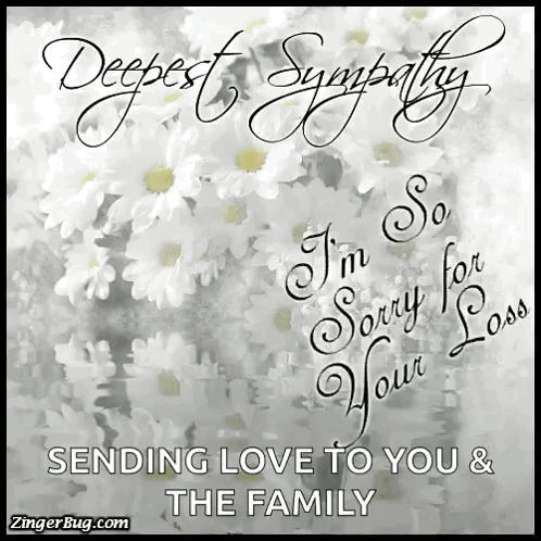 A Greeting Card That Says " Deepest Sympathy Sending Love To You & The Family " GIF