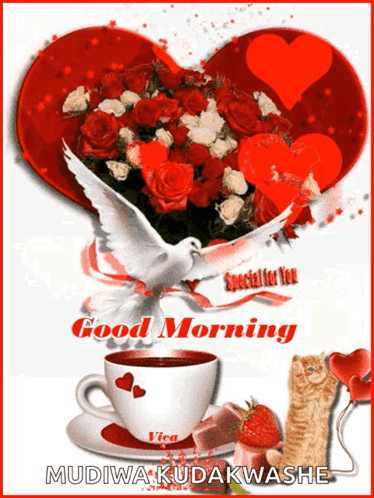 A Greeting Card That Says Good Morning With A Cup Of Coffee GIF
