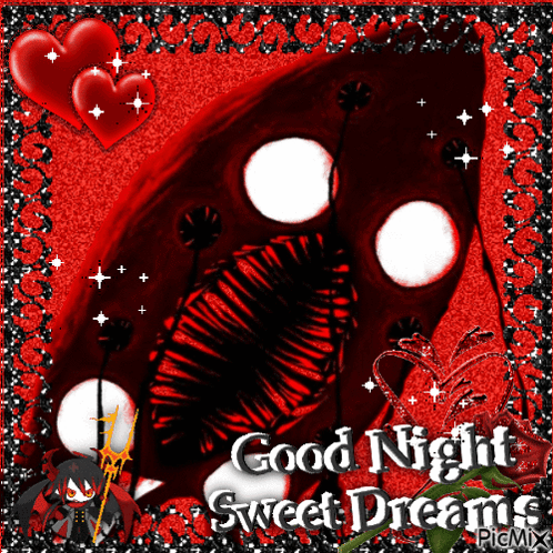 A Greeting Card That Says Good Night Sweet Dreams With A Red Background GIF