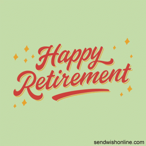 A Greeting Card That Says Happy Retirement In Pink Letters GIF