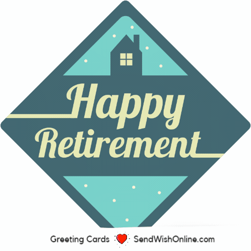 A Greeting Card That Says Happy Retirement With A House In The Background GIF
