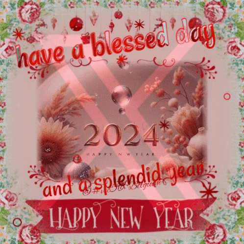 A Greeting Card That Says Have A Blessed Day And A Splendid Year Happy New Year GIF
