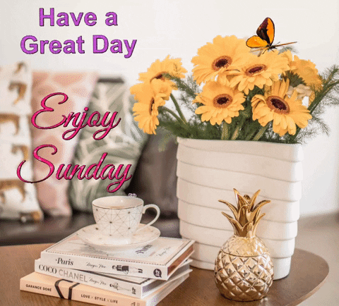 A Greeting Card That Says Have A Great Day And Enjoy Sunday GIF