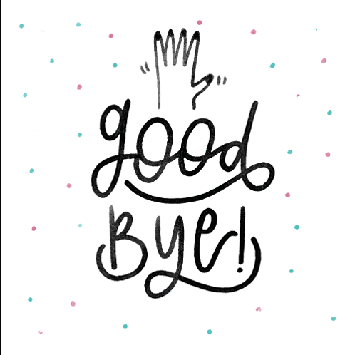 A Greeting Card That Says " My Good Bye " On A White Background GIF
