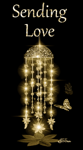A Greeting Card That Says Sending Love With A Hanging Decoration GIF