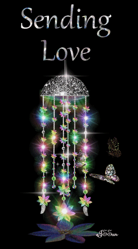 A Greeting Card That Says Sending Love With A Wind Chime GIF
