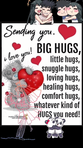 A Greeting Card That Says Sending You Big Hugs I Love You GIF