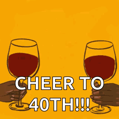 A Greeting Card That Says " Sip Sip Hooray Cheer To 40Th !!! " GIF
