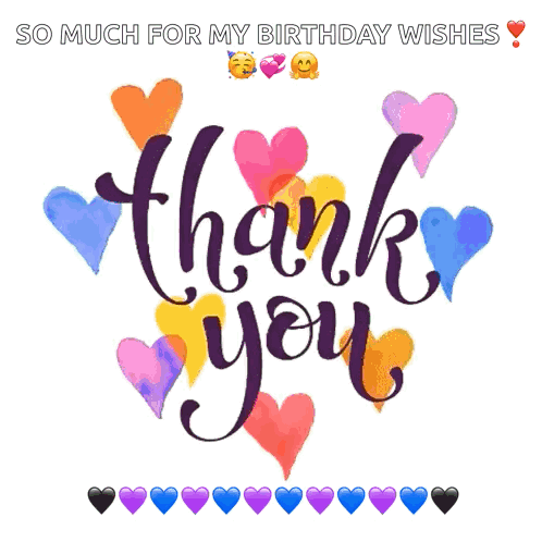 A Greeting Card That Says Thank You With Hearts Around It GIF