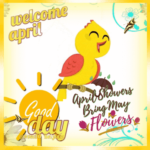 A Greeting Card That Says Welcome April Good Day GIF