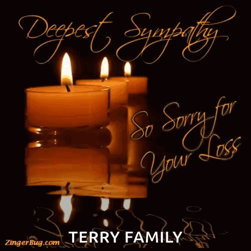 A Greeting Card With Candles And The Words " Deepest Sympathy " GIF