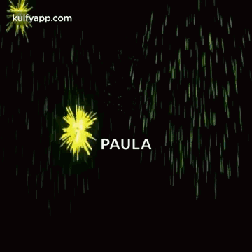 A Greeting Card With Fireworks And The Name Paula On It . GIF