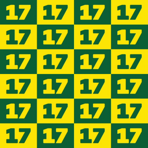 A Grid Of Green And Yellow Squares With Numbers 17 Through 17 GIF