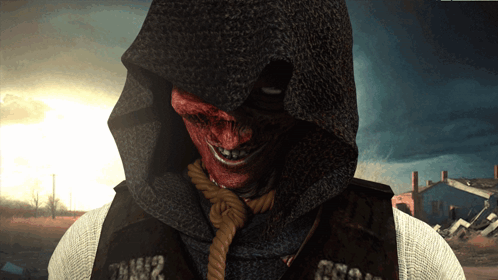 A Grim Reaper With A Rope Around His Neck And A Hood GIF