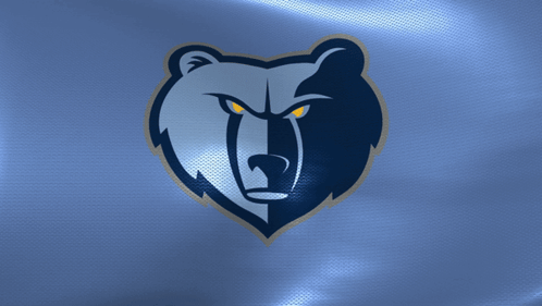 A Grizzly Bear With Yellow Eyes Is On A Blue Background GIF