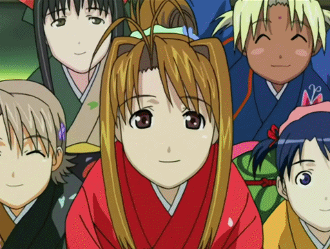 A Group Of Anime Characters Are Posing For A Photo GIF