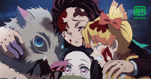 A Group Of Anime Characters Are Standing Next To Each Other With The Ig.com Logo In The Corner GIF