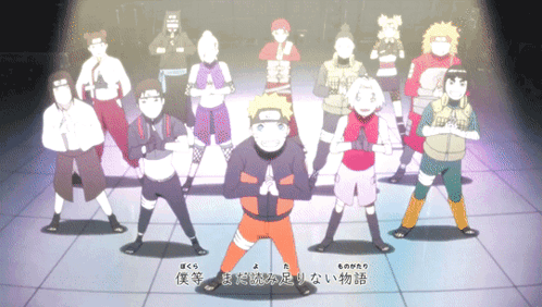 A Group Of Anime Characters Are Standing Next To Each Other With Their Hands Folded GIF