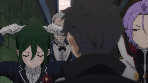 A Group Of Anime Characters Including A Girl With Green Hair And A Purple Haired Girl GIF