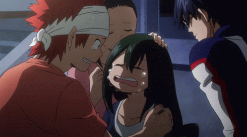 A Group Of Anime Characters Including One With A Bandaged Head GIF