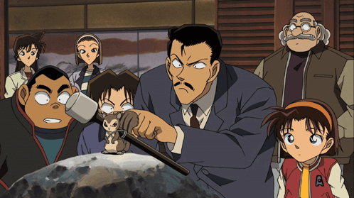 A Group Of Anime Characters Including One With The Letter A On Their Jacket GIF