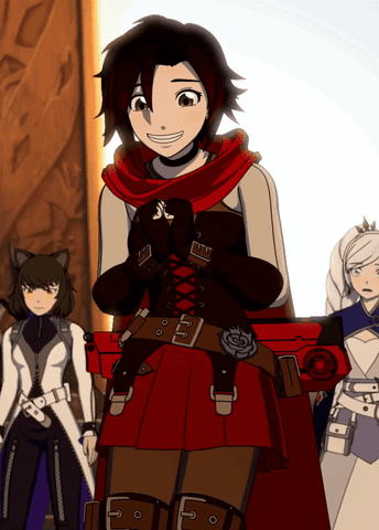 A Group Of Anime Characters Including Ruby Rose Standing Together GIF