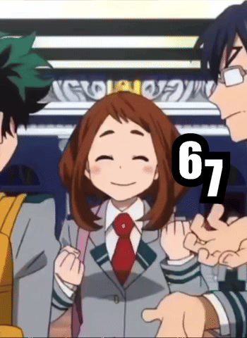 A Group Of Anime Characters With The Number 67 On The Bottom Left GIF