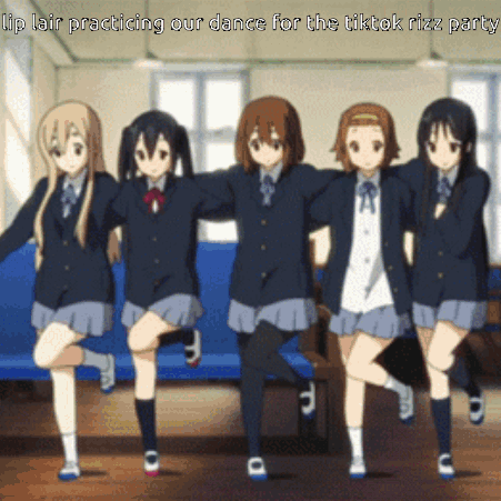 A Group Of Anime Girls Are Practicing Their Dance For A Tiktok Rizz Party GIF