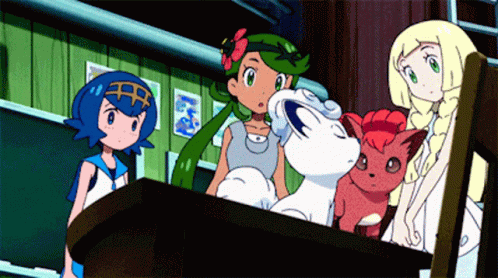 Anime Girls Standing Around Pokemon GIF