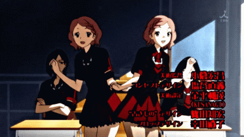 A Group Of Anime Girls Are Standing In A Classroom With A Tbs Logo In The Upper Right Corner GIF