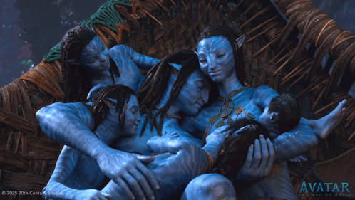 A Group Of Avatar Characters Laying In A Basket GIF