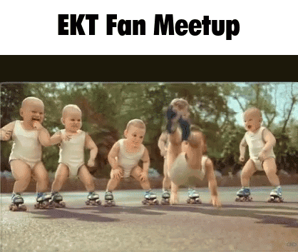 A Group Of Babies Are Rollerblading In A Ekt Fan Meetup Advertisement GIF