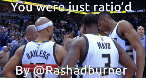 A Group Of Basketball Players Are Huddled Together With The Caption You Were Just Ratio 'D GIF