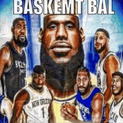 a group of basketball players standing next to each other with the words baskemt bal written on the bottom