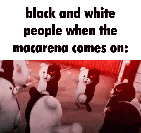 A Group Of Black And White Bears Are Dancing Together In A Video Game . GIF