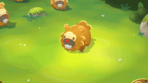A Group Of Cartoon Animals Are Standing In A Field And One Of Them Has A Red Nose GIF