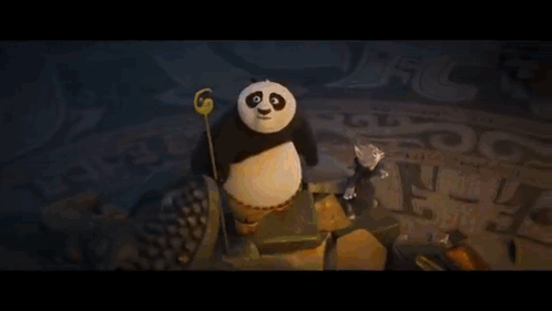 A Group Of Cartoon Animals Are Standing Next To Each Other In A Dark Room . GIF