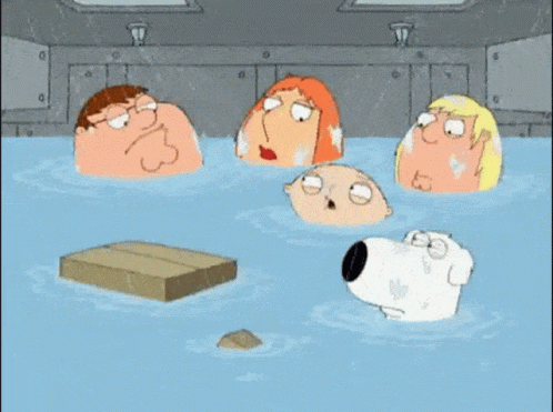 A Group Of Cartoon Characters Are Bathing In A Tub GIF