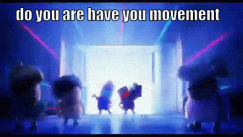 A Group Of Cartoon Characters Are Dancing In A Room With The Words Do You Are Have You Movement GIF