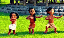 A Group Of Cartoon Characters Are Dancing Together In The Grass . GIF