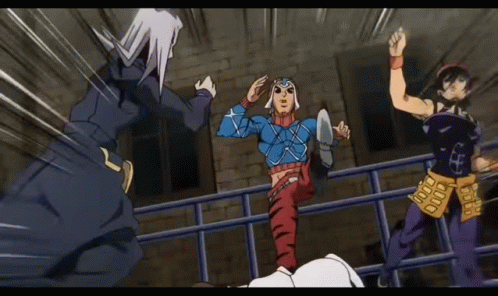 A Group Of Cartoon Characters Are Fighting Each Other . GIF