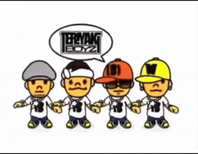 A Group Of Cartoon Characters Are Holding Hands With A Speech Bubble That Says Teeyang Boyz GIF