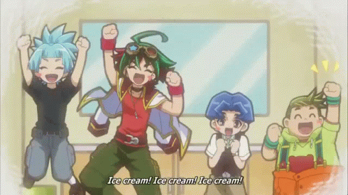 A Group Of Cartoon Characters Are Jumping In The Air And Screaming Ice Cream Ice Cream Ice Cream Ice Cream GIF