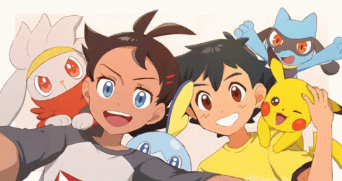 A Group Of Cartoon Characters Are Posing For A Photo GIF