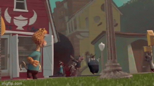 A Group Of Cartoon Characters Are Standing Around A Giant Ball That Looks Like A Soccer Ball GIF