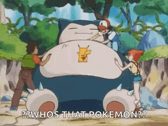 A Group Of Cartoon Characters Are Standing Around A Giant Pokemon . GIF