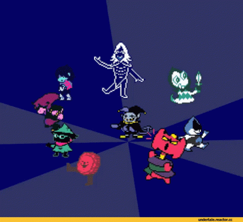 A Group Of Cartoon Characters Are Standing In A Circle With The Website Undertale.reactor.cc In The Bottom Right Corner GIF