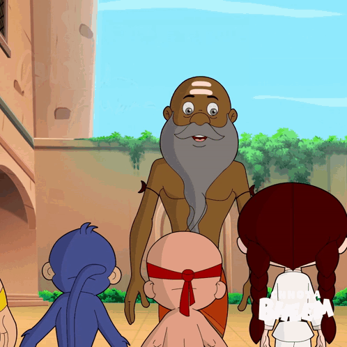 A Group Of Cartoon Characters Are Standing In Front Of A Building With The Word Disney On The Bottom Right Corner GIF